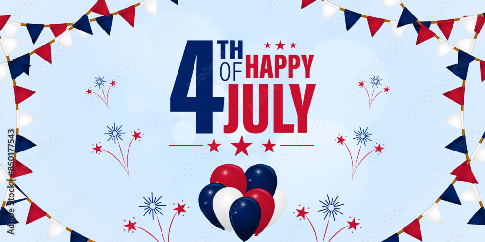 Fototapeta premium Vector illustration of United States Independence Day social media feed template