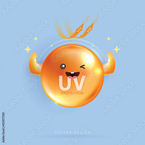 Protected shield from the sun's rays. degrees of protection against UV rays. UV protection your skin ultraviolet sunblock lotion. UV reflection skin after. cosmetic products design. vector design.