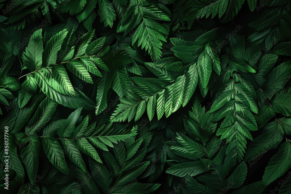 A detailed view of a cluster of green leaves, perfect for use in nature-themed designs or as a background element A detailed view of a cluster of green leaves, perfect for use in nature-themed designs or as a background element
