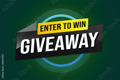 giveaway enter and win word vector illustration 3d style for social media landing page, template, ui, web, mobile app, poster, banner, flyer, background, gift card, coupon, label, wallpaper

