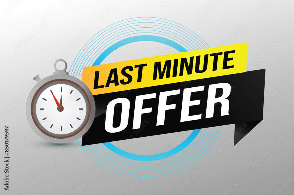 Last minute offer watch countdown Banner design template for marketing. Last chance promotion or retail. background banner poster modern graphic design for store shop, online store, website
Last minute offer watch countdown Banner design template for marketing. Last chance promotion or retail. background banner poster modern graphic design for store shop, online store, website