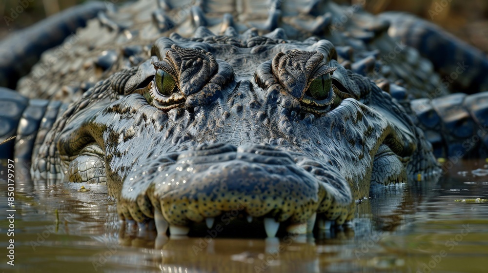 Obraz premium AI-generated photo of a alligator lurking in the water, about to attack.