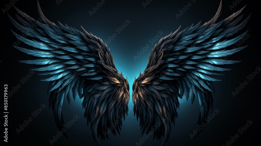 Obraz premium Fantasy angel wings for fashion design and cosplay on dark backdrop for dress up party
