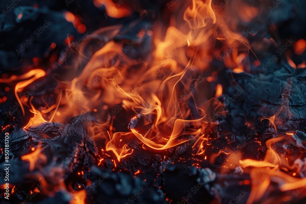 High-contrast image of intense flames with lots of sparks and smoke High-contrast image of intense flames with lots of sparks and smoke