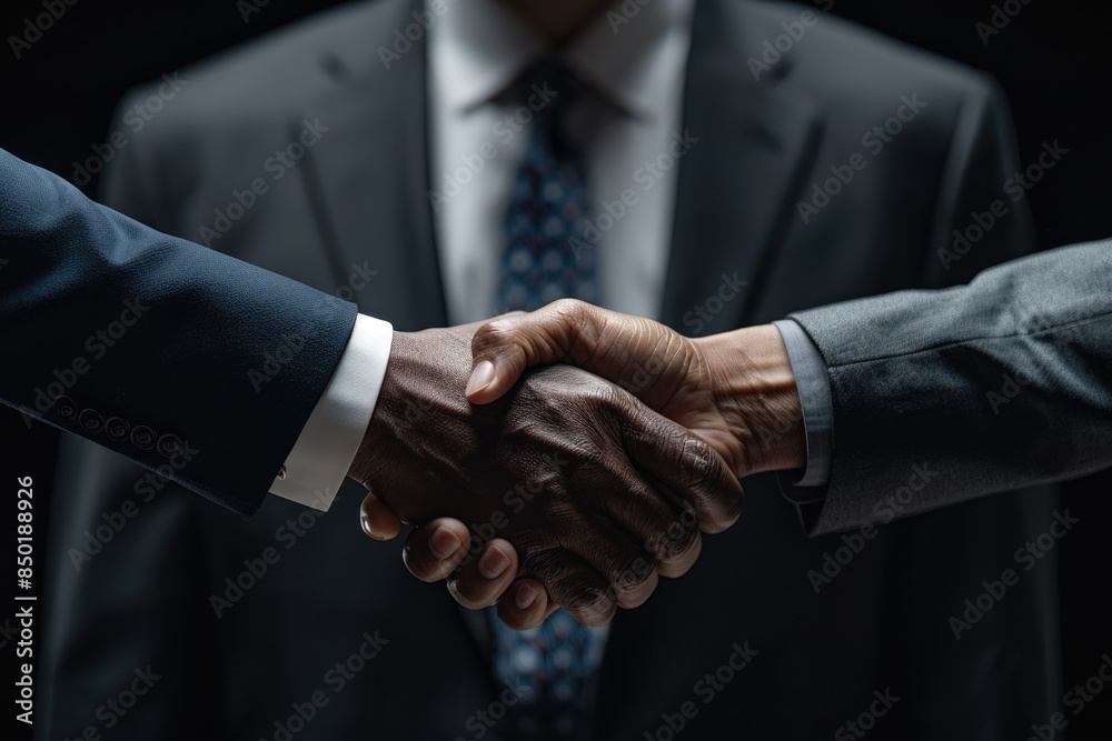 A businessman in a suit shakes hands A businessman in a suit shakes hands