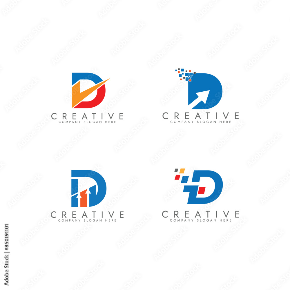 Fototapeta premium Marketing And Financial Business Logo With D Letter Concept. Usable for Business and Technology Logos With D Letter 