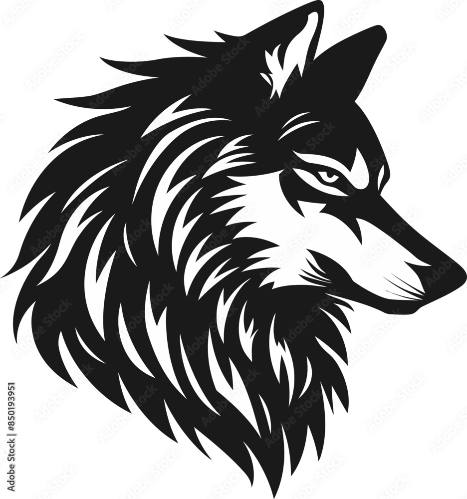 Obraz premium Wolf Head Silhouette Vector Illustration.