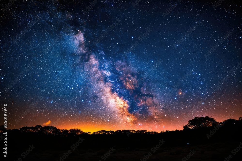 Fototapeta premium Galaxy and Far Mountains