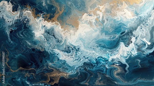 A beautiful painting capturing the azure water and cloudy atmosphere of the ocean, where liquid waves meet the sky in a stunning display of art AIG50