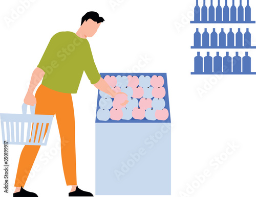 The boy is buying fruit.