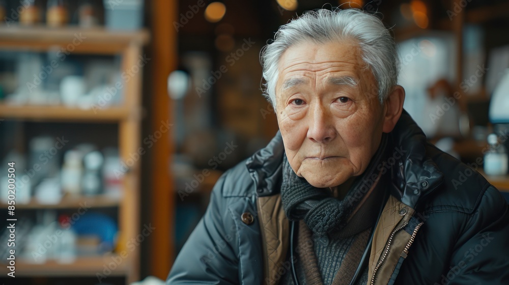 Portrait of an Elderly Man in a Cafe Portrait of an Elderly Man in a Cafe