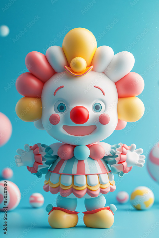 Naklejka premium Happy clown celebrating holiday illustration, April fools day clown poster