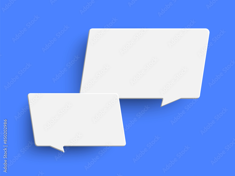 White empty speech bubble on blue background White empty speech bubble on blue background