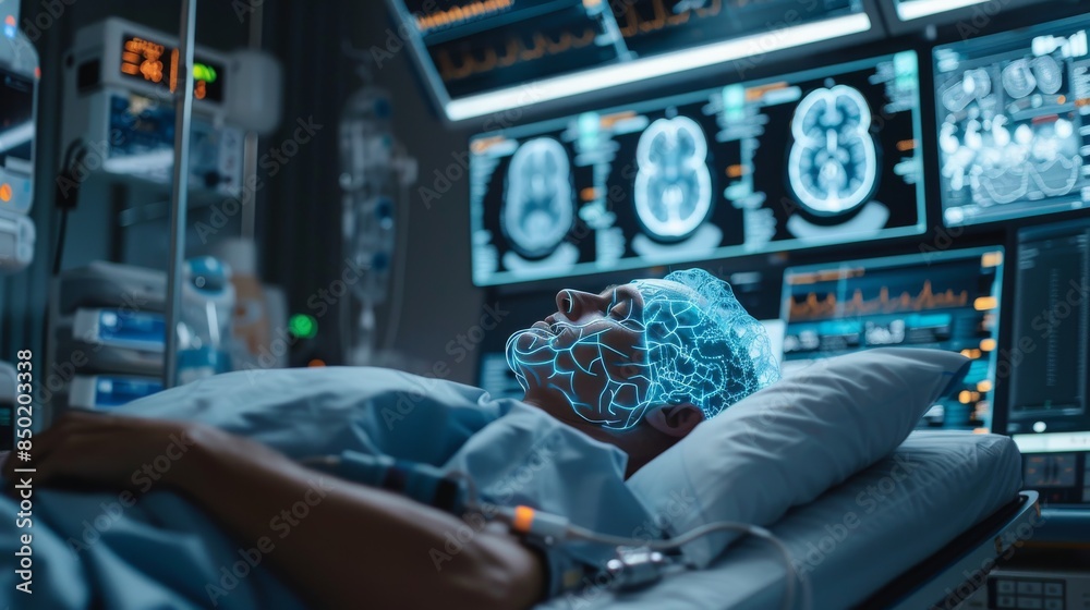 Obraz premium Intelligence Software for Brain Analysis Generative AI