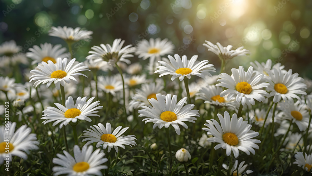 White Chamomile flower field against a blurred natural background. White Chamomile flower field against a blurred natural background.