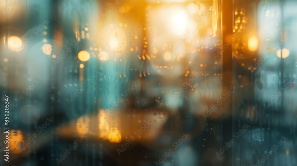 Blurred rain shower with light shining through Blurred rain shower with light shining through