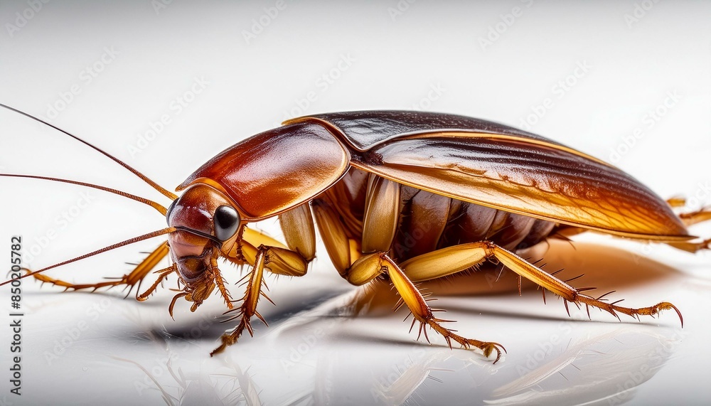 a cockroach on white background