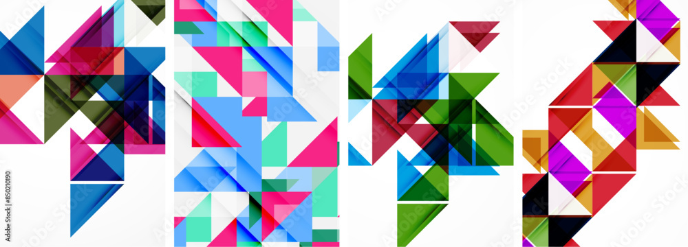 Set of abstract random triangle composition backgrounds. Vector illustration for for wallpaper, business card, cover, poster, banner, brochure, header, website Set of abstract random triangle composition backgrounds. Vector illustration for for wallpaper, business card, cover, poster, banner, brochure, header, website