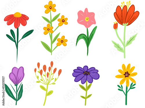 set of flowers, Vector art icon sheet illustration of clipart of various type of flowers