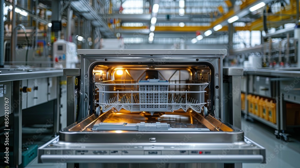 Fototapeta premium Production of Dishwasher oven at the modern factory 