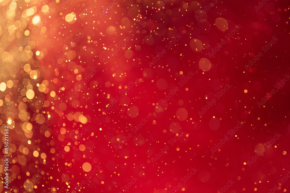 Golden particles red background festive technological sense poster background