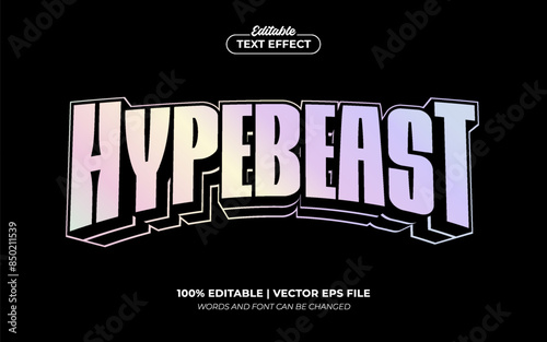 Hype Beast Holographic Streetwear Urban Editable Text Effect, Editable Font Style Premium Vector