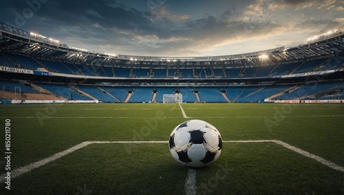 Establishing Shot of Empty Football Socer Stadium