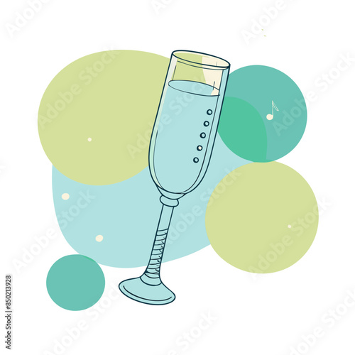  tall, slender champagne flute with bubbles