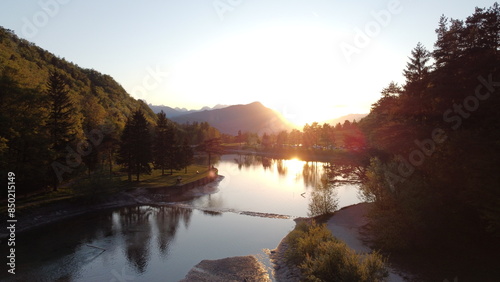 sunset over the river