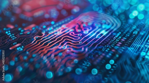 The image is a close-up of a computer chip photo