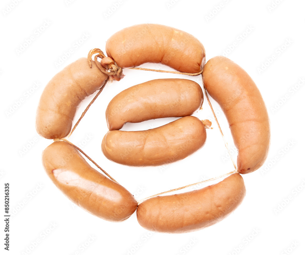 Meat sausages isolated on white background Meat sausages isolated on white background