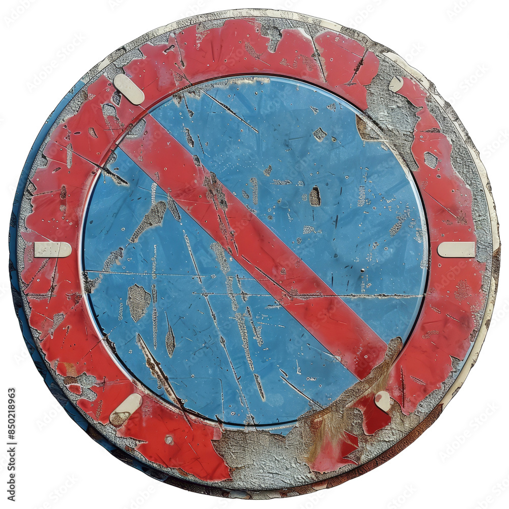 Rusty no stop sign with blue background on transparent background ...