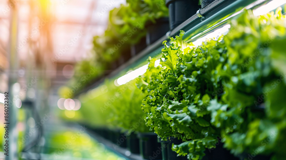 Agricultural greenhouse scenery background, smart agriculture green farm planting scene illustration