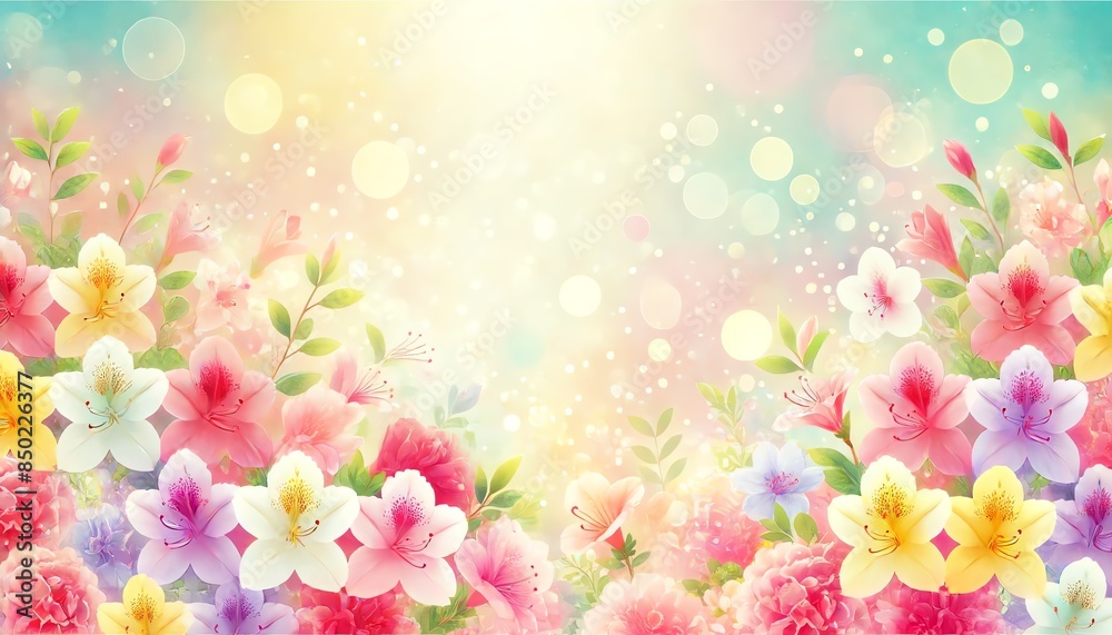 A bright spring background featuring a variety of colorful azalea flowers A bright spring background featuring a variety of colorful azalea flowers