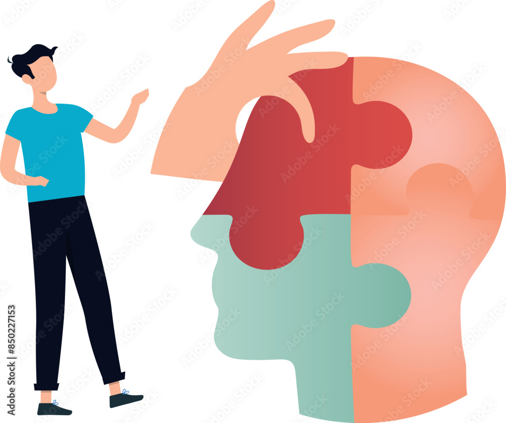 A boy is looking at the puzzle pieces problem. A boy is looking at the puzzle pieces problem.