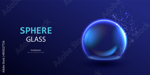 Sphere shield background. Dome barrier technology vector. Cyber protection shield futuristic design. Ai ball protect concept.