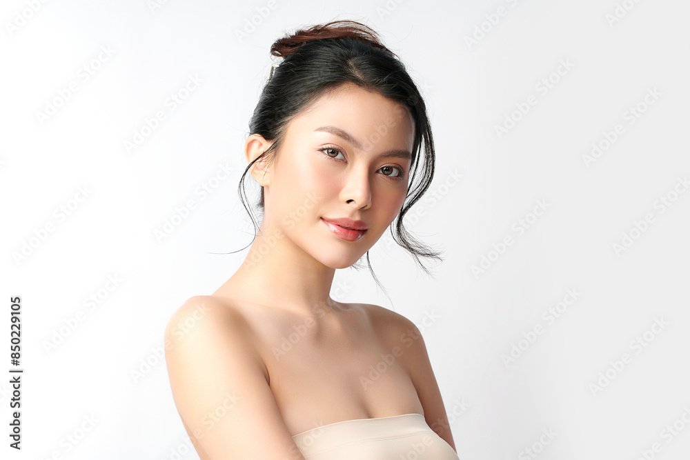 Beautiful young asian woman with clean fresh skin on white background, Face care, Facial treatment, Cosmetology, beauty and spa, Asian women portrait. Beautiful young asian woman with clean fresh skin on white background, Face care, Facial treatment, Cosmetology, beauty and spa, Asian women portrait.