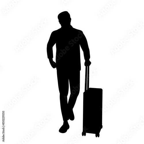 man with suitcase silhouette, vector