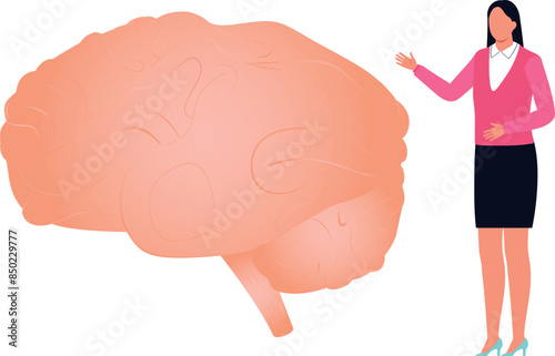 The female is showing human brain.