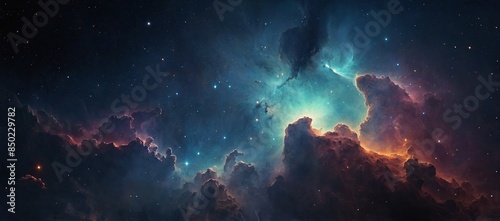 Space background with nebula and stars, environment map © Tehmas