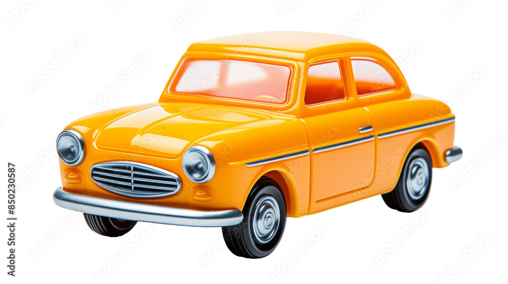 Orange Plastic Toy Car Isolated on White Background Orange Plastic Toy Car Isolated on White Background
