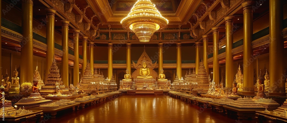 Obraz premium AI generator image of images decorated with gold and gems of Thai temples that are very beautiful.