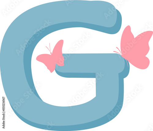 alphabet letter G, G, g, letter G, English letters, butterfly, letters, English letters