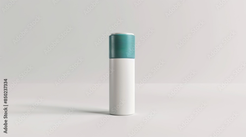 minimalist white deodorant product mockup of a bottle with glossy teal green cap, cosmetic product packaging template for branding minimalist white deodorant product mockup of a bottle with glossy teal green cap, cosmetic product packaging template for branding