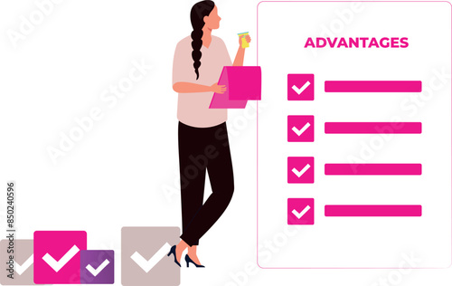 The girl is seeing the benefits of the marking list.