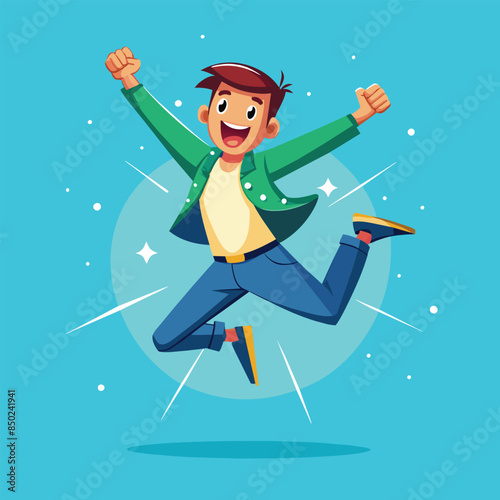 illustration of a man jumping with joy concepts 