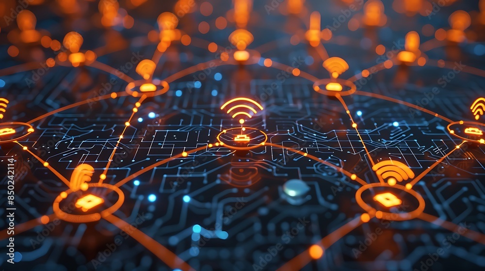 Connected Network Wi-Fi Symbol Graphic Connected Network Wi-Fi Symbol Graphic