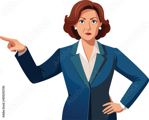 Serious business woman pointing finger accusingly