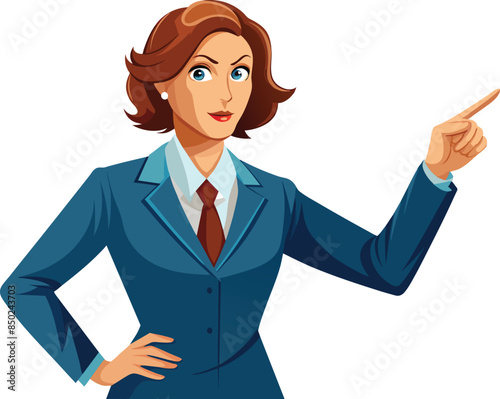 Serious business woman pointing finger accusingly