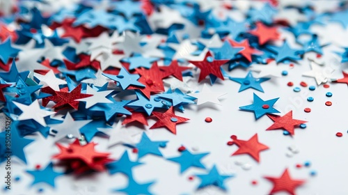 Festive Flowing American Flags with Stars Background © gen_pick